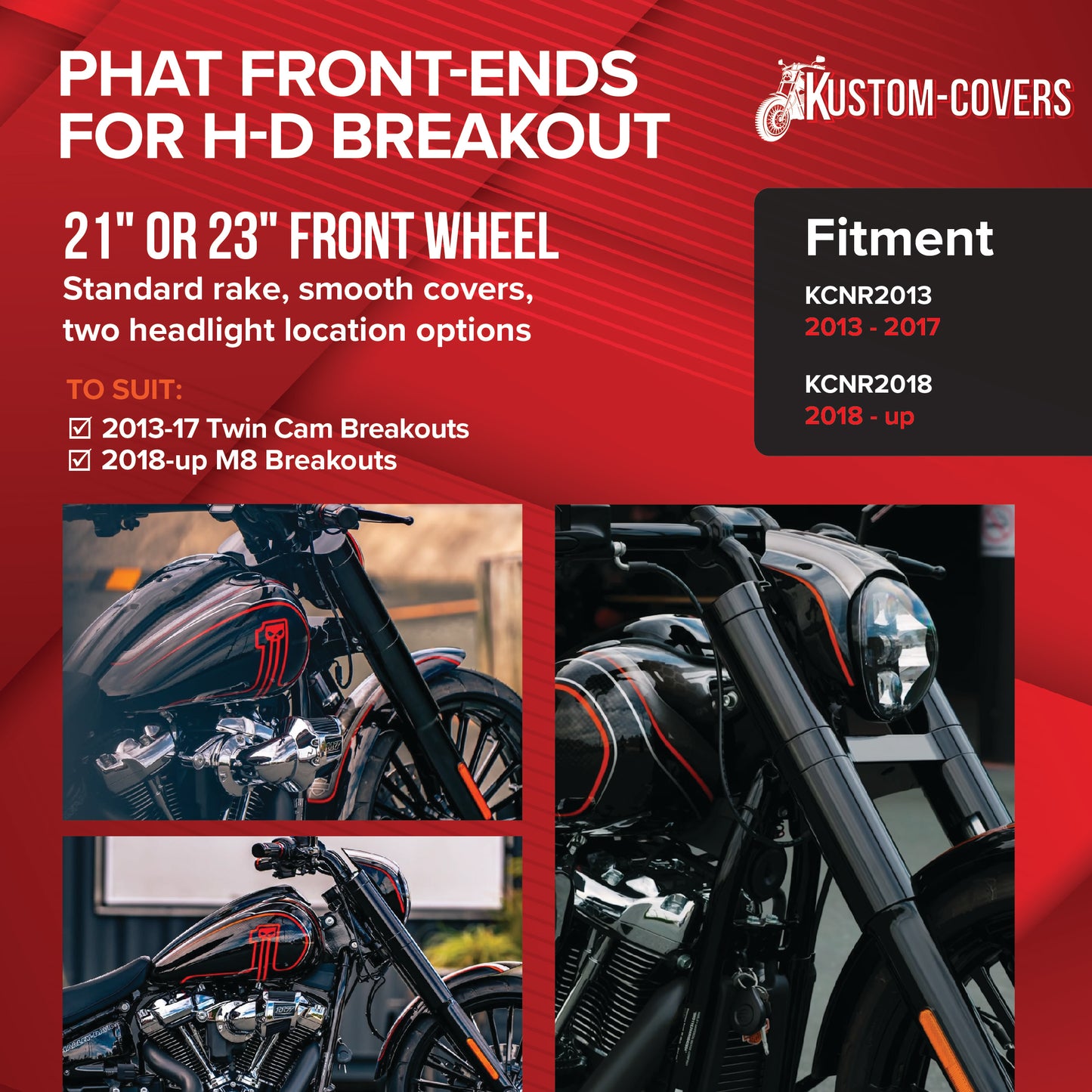 2013 - 2017 BREAKOUT STANDARD RAKE 2' LONGER COVERS (KCNR2013+2)