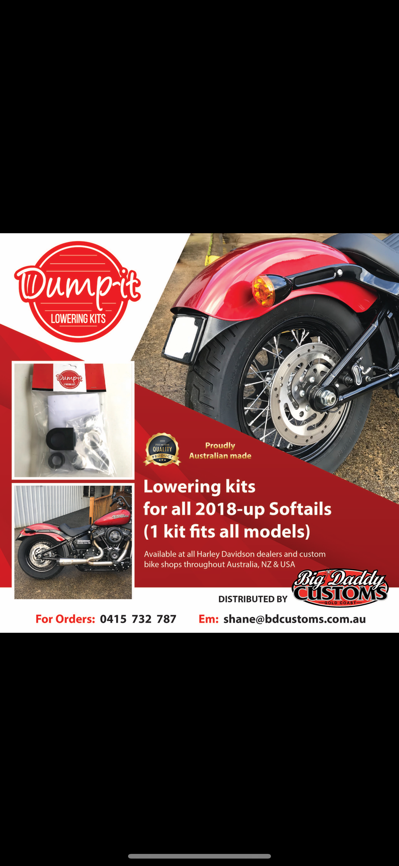2018- UP SOFTAIL  DUMP-IT LOWERING KITS   (DI0018)